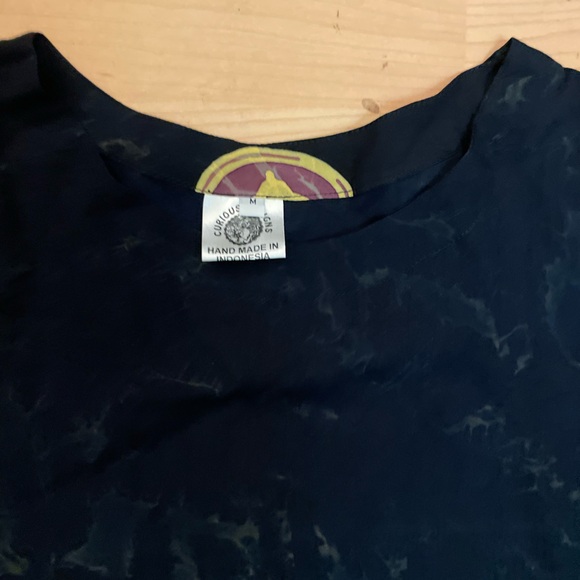 CURIOUS DESIGNS Black Tie Dye Maxi Dress Size M Women Boho Short Sleeve AH6 - Picture 2 of 3